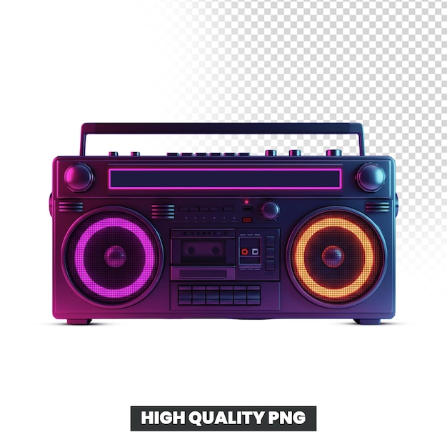 Retro Boombox 3D-illustratie met neonaccenten