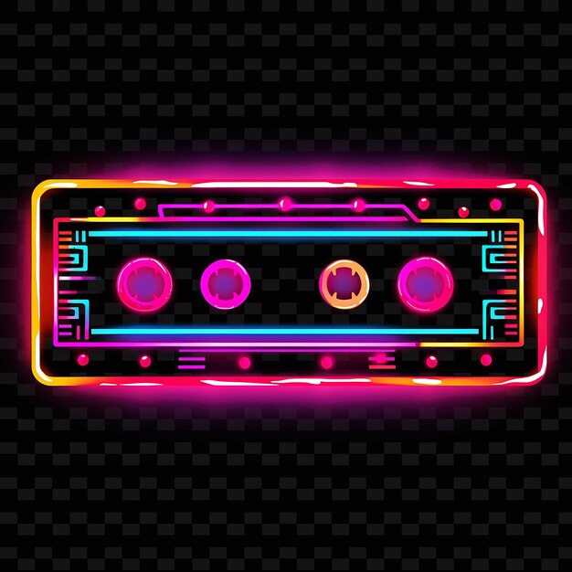 Retro borderline design neon lijnen stijl cassette tape desig png y2k vormen transparant licht arts