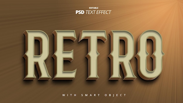 Retro brown 3d text effect template design