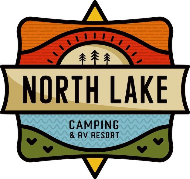 Retro Camp Badge Adventure logo design isolated on a white background