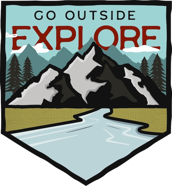Дизайн логотипа Retro Camp Badge Adventure, изолированный на белом фоне