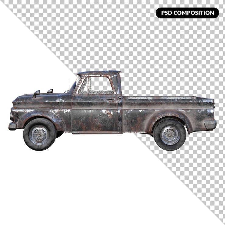 PSD retro car illustration isolated 3d