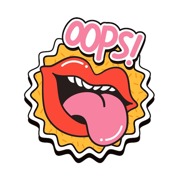 PSD retro cartoon sticker illustration