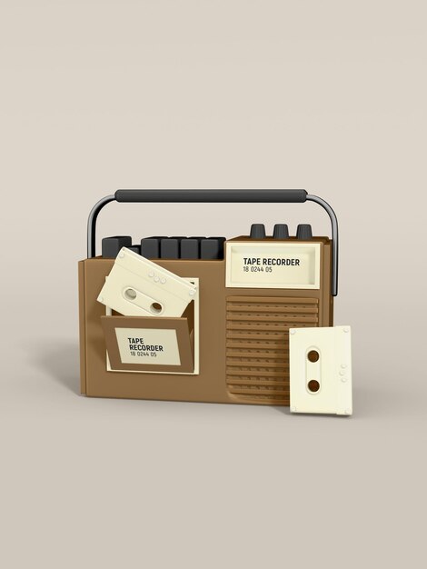 Retro cassetterecorder branding mockup