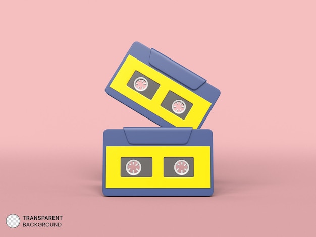 PSD retro cassettespeler pictogram geïsoleerde 3d render illustratie