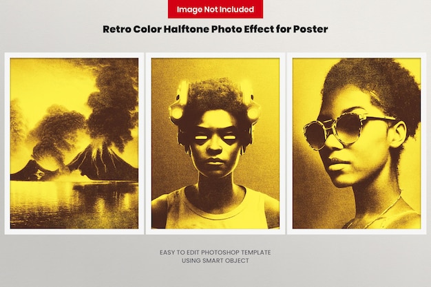 Effetto foto mezzitoni a colori retrò per poster