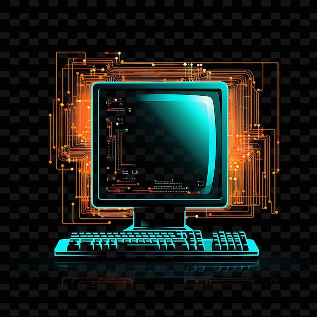 PSD retro computer borderline design neon lijnen stijl vintage co png y2k vormen transparant licht arts