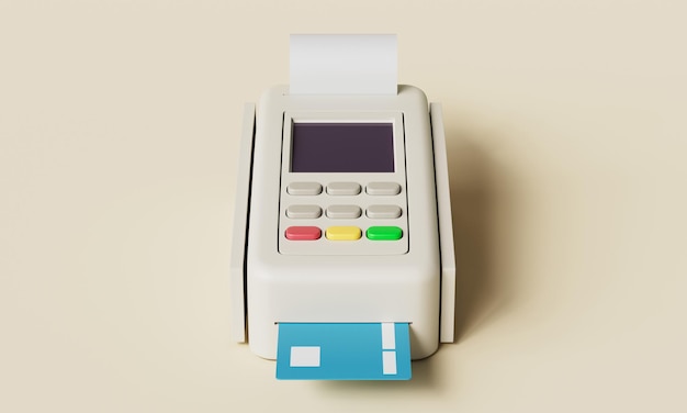 レトロ クレジットカード POS マシン モックアップ 3D レンダリング