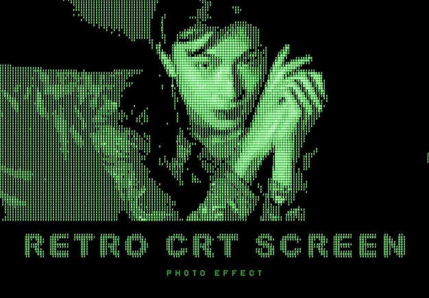 PSD retro crt monitor scherm foto effect mockup