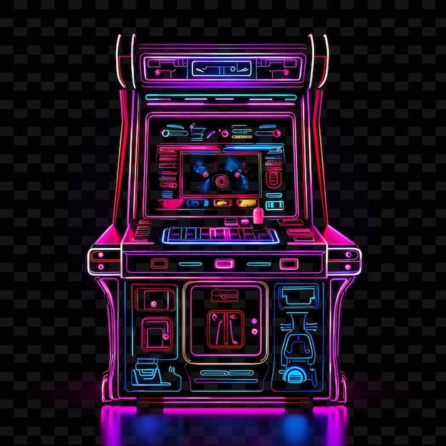 Retro cyberpunk vibrant neon lines old school arcade machine shape y2k neon light art collections