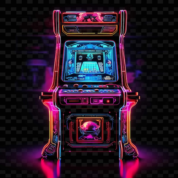 PSD retro cyberpunk vibrant neon lines old school arcade machine shape y2k neon light art collections