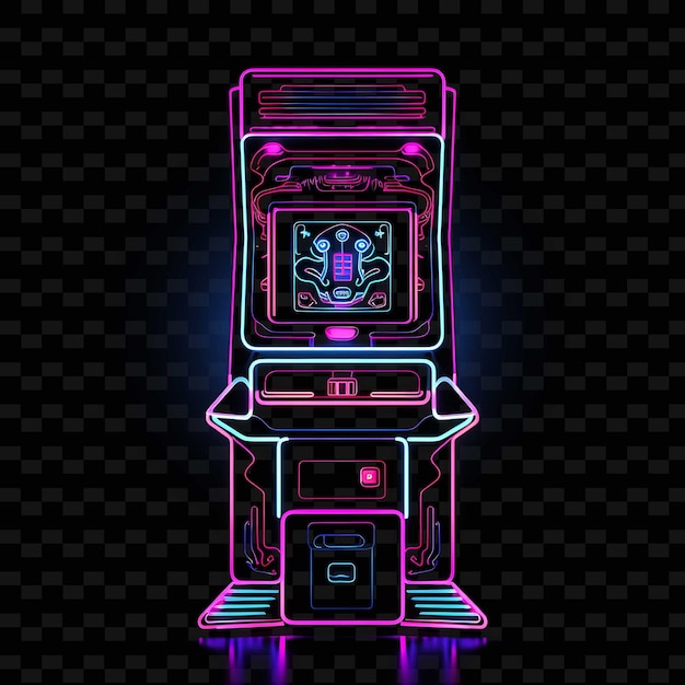 PSD retro cyberpunk żywe neonowe linie old school arcade machine png y2k kształty przezroczyste sztuki świetlne