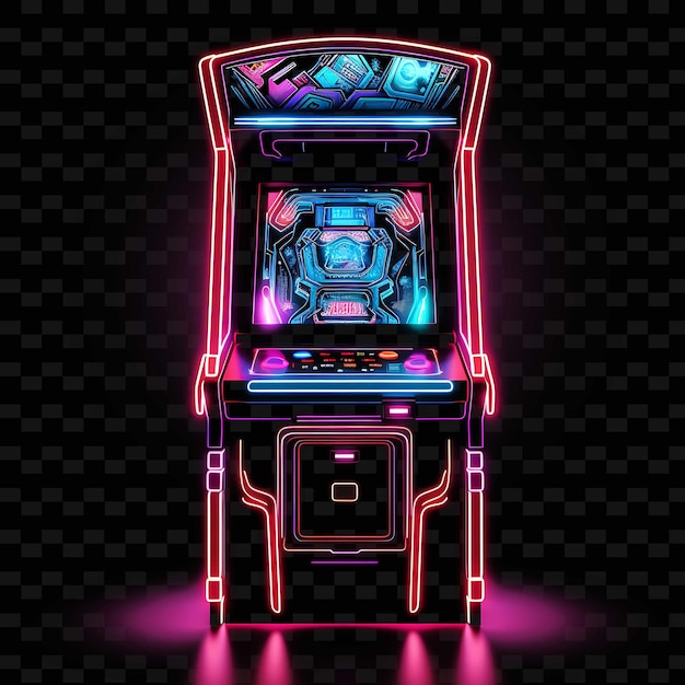 PSD retro cyberpunk żywe neonowe linie old school arcade machine png y2k kształty przezroczyste sztuki świetlne