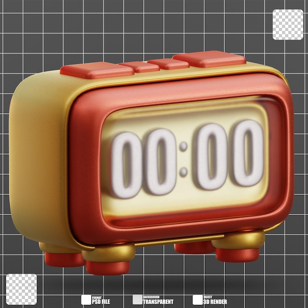 レトロデジタルアラーム時計 3Dレンダリング