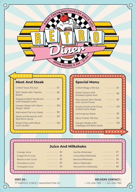 retro dinner menu flyer