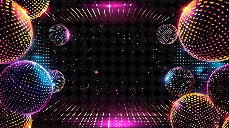 PSD ретро-диско-партийная арканная рама с диско-кулями и groovy p неоновой цветной рамой y2k art collection