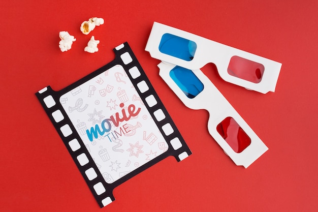 PSD retro film strip and 3d glasses