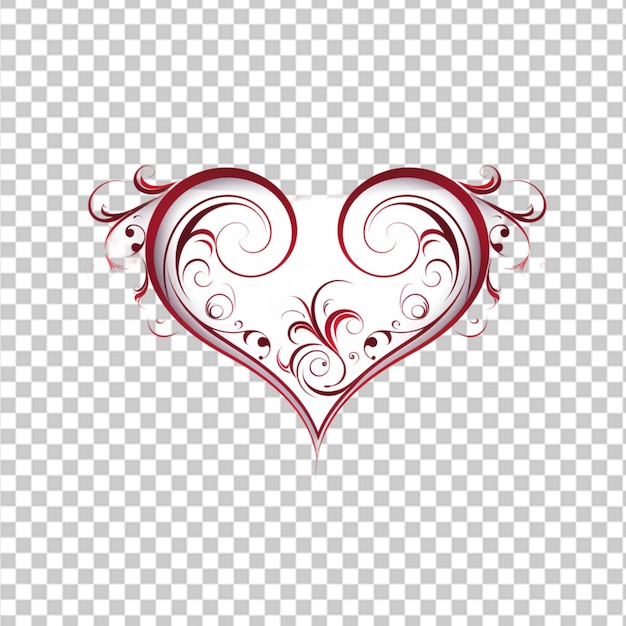 Retro floral heart ornamental graphic element