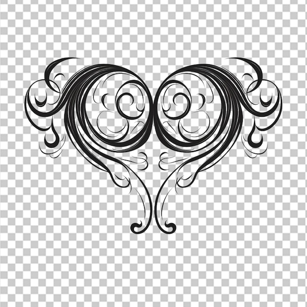 PSD retro floral heart ornamental graphic element