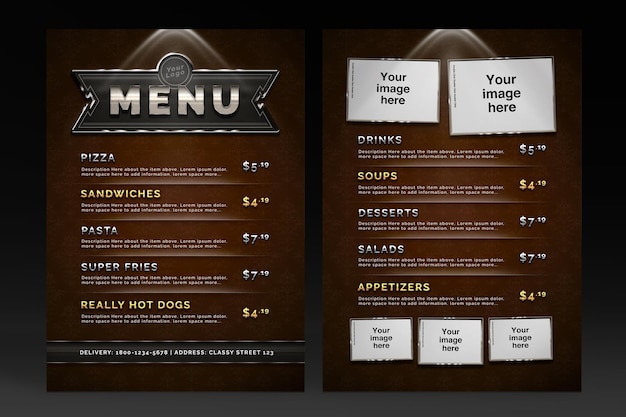 PSD retro food menu page template