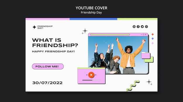 Retro friendship day youtube cover template