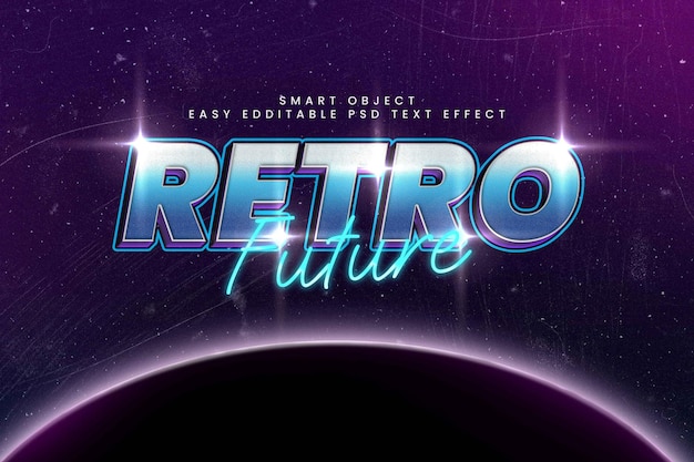 PSD retro future space text effect mockup