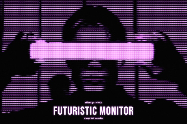 PSD retro futuristic monitor photo effect