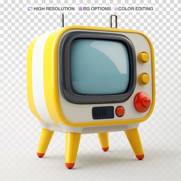 retro futuristic toy tv in 3d render on white background