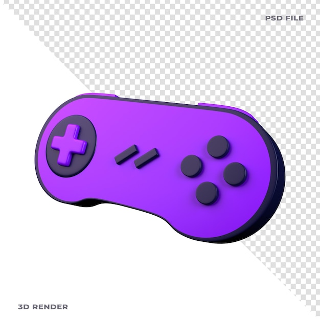 Retro Gamepad 3D Illustratie Donker Paars Thema