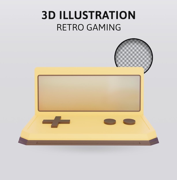 PSD illustrazione del rendering 3d del gioco retrò