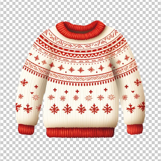 PSD retro gebreide trui kerstillustratie in scandinavische stijl op witte achtergrond