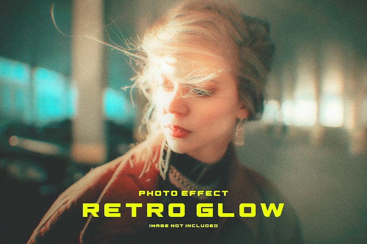 PSD retro glow photo effect