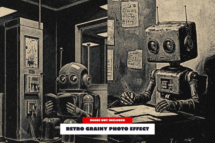PSD retro grainy photo effect for poster