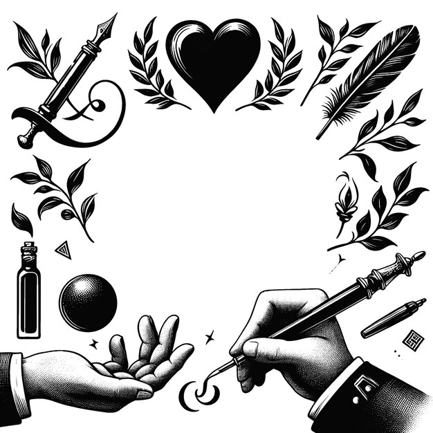 PSD retro hand drawn cut out black and white love calligraphy on transparent background