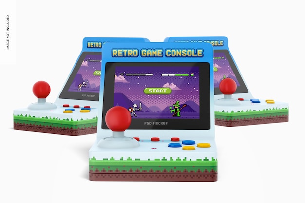 Mockup di console di gioco portatile retrò