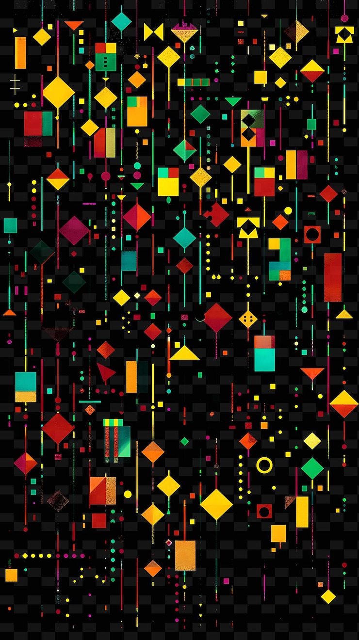 PSD retro inspired trellises pixel art with bold colors and geom creative texture y2k neon item designs