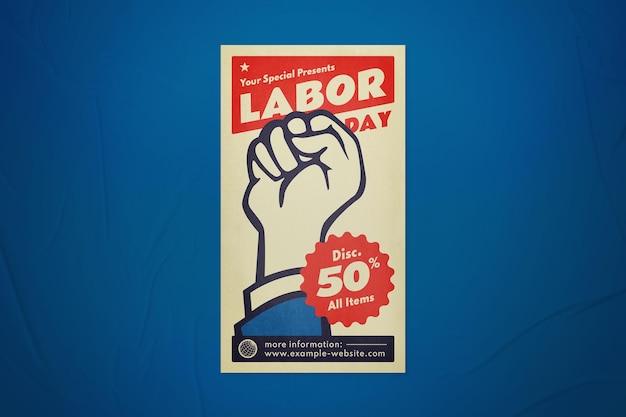 PSD retro labor day sale instagram-verhaal