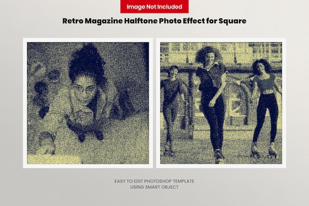 PSD retro magazine halftoonfoto-effect voor vierkant
