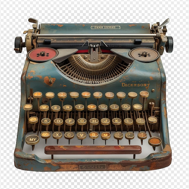 retro manual typewriter isolated on transparent background generative ai