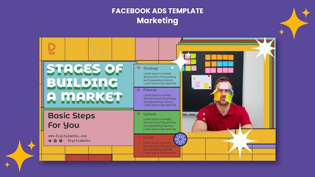 Retro marketing facebook template