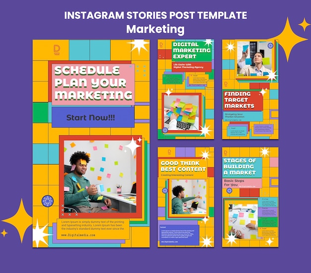 PSD retro marketing instagram verhalen sjabloon