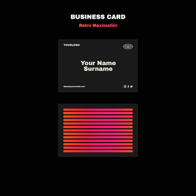 PSD retro maximalist business card template