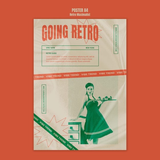 PSD retro maximalist poster template