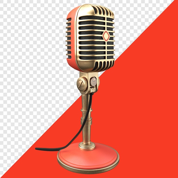 PSD retro microphone 3d design suitable for music entertainment and design elements