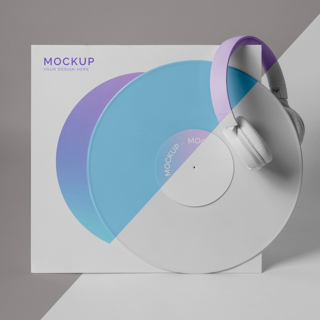 PSD retro mock-up vinyl disk abstract packaging