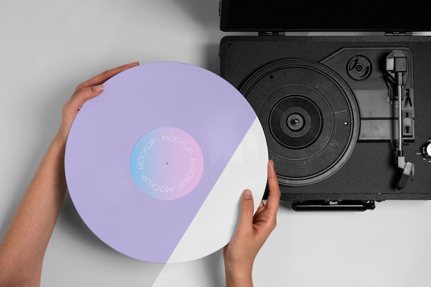 Retro mock-up vinyl disk abstract packaging