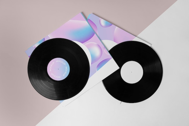 Retro mock-up vinyl schijf abstracte verpakking