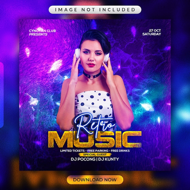 Retro Music Party Flyer Lub Szablon Promocyjny W Mediach Społecznościowych