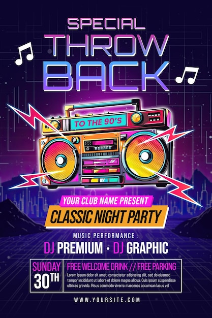 PSD retro music party psd flyer template