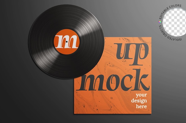 retro music vinyl record cd cover packaging box audio showcase concept mockup top view isolated